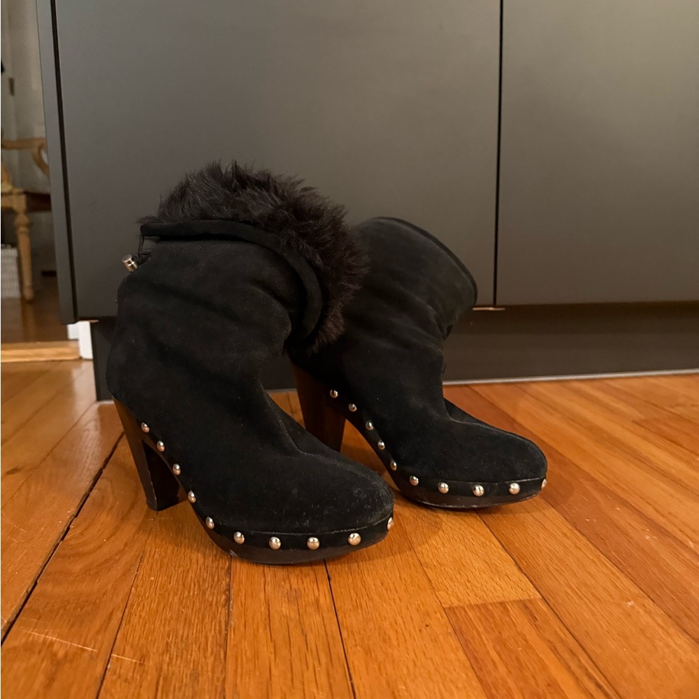 Black Suede Boots with Studded detail